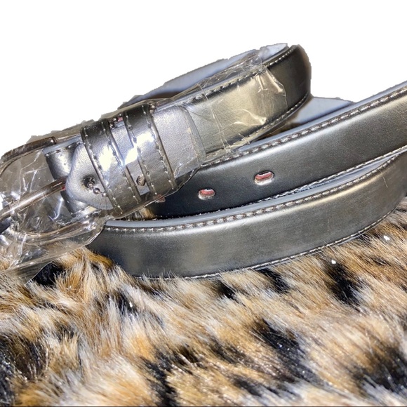 Genuine Leather Metallic Gray Belt